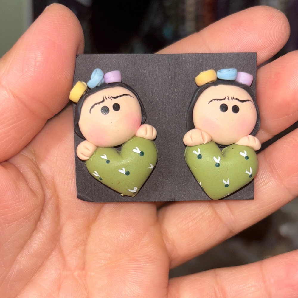 Cute Heart Earrings featuring the Mexican doll Lele